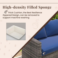 Patio Furniture Set with Cover, 7 Pieces Outdoor Sectional Sofa Conversation Set All Weather Wicker Rattan Couch Dining
