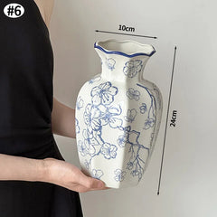 Chinese Style Ceramic Vase Home Desktop Desktop Accessories Living Room Flower Arrangement Elegant Tabletop Ceramic Vase