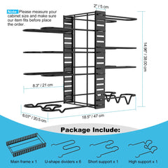 Pot Rack Organizer Under Cabinet – 8-Tier Adjustable Pan Storage Solution