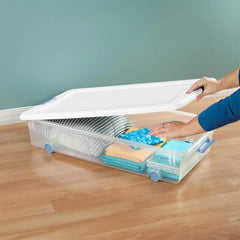 12-Pack Latching Box, Under Bed Storage Bins with Lids, Clear Plastic, 56 Quart