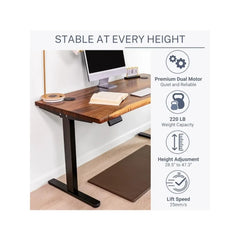 |Standing Desk – Walnut Solid Wood Desk, |Live Edge Adjustable Height Desk, Dual Motor Sit Stand Desk for Home Office