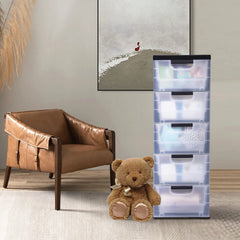 Storage Cabinet 5 Floor 30 × 40 × 84cm Plastic Drawers Dresser Transparent Color
