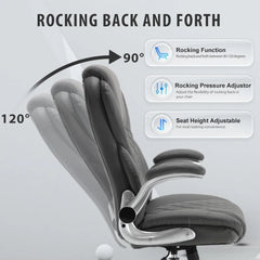 Executive Office Chair, Pu Leather High Back Ergonomic Office Desk Chairs with Wheels, 90-120° Rocking Managerial Chair Home