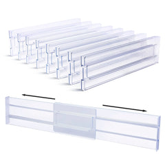 Drawer Dividers Organizers 8 Pack, Adjustable Kitchen Drawer Storage, Clear Plastic Drawers Separators for Clothing