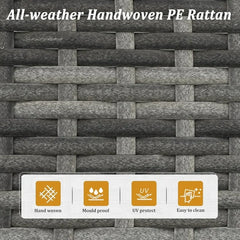 Qsunvivi outdoor 7 piece patio furniture sets all weather Gery PE wicker couch sofa with glass table, removable Dark Grey CUSO