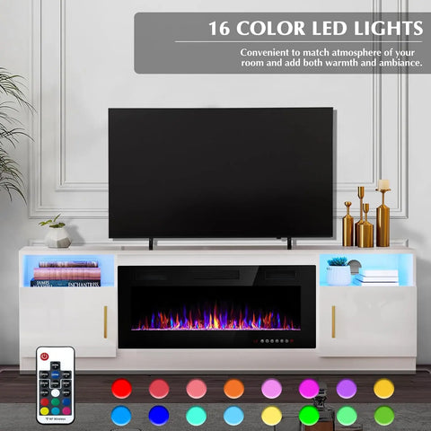 Fireplace TV Stand with 36” Electric Fireplace – Fits TVs up to 80”