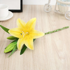 3D Printed Artificial Lily Branch – Realistic White Faux Flowers for Decoration