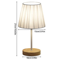 Wooden Table Lamp USB Powered Nightstand Lamp Warm Light Bedside Lamp With Cylinder Lamp Shade Desk Light Bedroom Home Decor