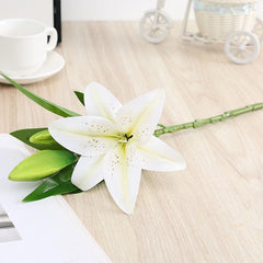 3D Printed Artificial Lily Branch – Realistic White Faux Flowers for Decoration