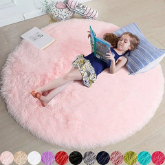 Super Soft Plush Round Rug – Fluffy White Carpet for Home &amp; Bedroom Decor