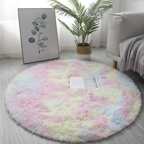 Super Soft Plush Round Rug – Fluffy White Carpet for Home &amp; Bedroom Decor