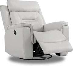 Leather Recliner Chair Faux Swivel Rocker for Adults Manual Sofa for Living Room Bedroom Home Theater Seating, Light Grey