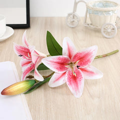 3D Printed Artificial Lily Branch – Realistic White Faux Flowers for Decoration