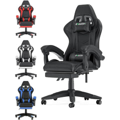 Ergonomic Gaming Chair with Footrest – Adjustable Computer Chair with Lumbar &amp; Headrest Support