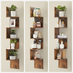 5-Tier Wall Mounted Corner Shelf – Floating Bookshelf &amp; Plant Display Rack