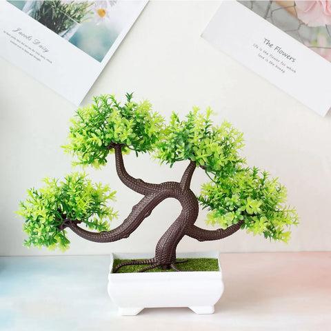Plastic Bonsai Plant – Small Potted Tree for Home &amp; Table Décor