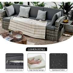 3 Pieces Patio Furniture Set, PE Rattan Sectional Sofa with Cushions, All-Weather Wicker Modular Couch, Outdoor Conversation Se