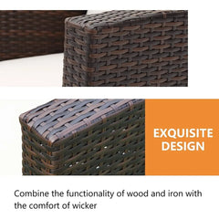 4 Piece Patio Furniture Sets, All-Weather Wicker Conversation Sets,Outdoor Rattan Sectional Sofa Chair Cushions and CoffeeTable