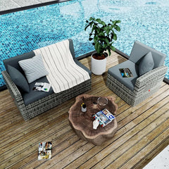 3 Pieces Patio Furniture Set, PE Rattan Sectional Sofa with Cushions, All-Weather Wicker Modular Couch, Outdoor Conversation Se