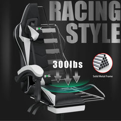 Ergonomic Gaming Chair with Footrest – Adjustable Computer Chair with Lumbar &amp; Headrest Support