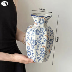 Chinese Style Ceramic Vase Home Desktop Desktop Accessories Living Room Flower Arrangement Elegant Tabletop Ceramic Vase