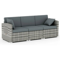 3 Pieces Patio Furniture Set, PE Rattan Sectional Sofa with Cushions, All-Weather Wicker Modular Couch, Outdoor Conversation Se