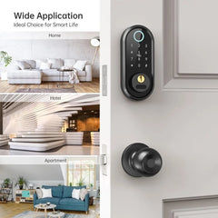 Smartlock, Keyless Entry Door Lock with Handle, Smart Deadbolt Electronic Keypad Door Knob Set, Smartlock