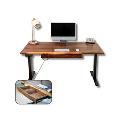 |Standing Desk – Walnut Solid Wood Desk, |Live Edge Adjustable Height Desk, Dual Motor Sit Stand Desk for Home Office