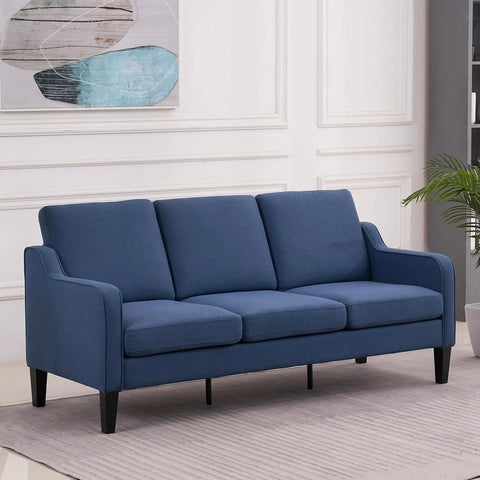 VINGLI Small Couch Sofa 71" Comfy Couches for Living Room Navy Blue 3 Seat Sofa Couch Mid Century Modern Sofa Furniture Couches