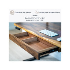 |Standing Desk – Walnut Solid Wood Desk, |Live Edge Adjustable Height Desk, Dual Motor Sit Stand Desk for Home Office
