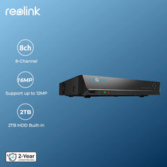 Reolink 8CH 4K Security Camera System 8MP IP Cameras Kit with Zoom 16-Channel 24/7 Reliable Video Recording 8-Channel PoE NVR