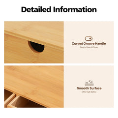 4-Drawer Minimalistic Bamboo Desk Organizer - Spacious Tabletop Storage for Office & Home