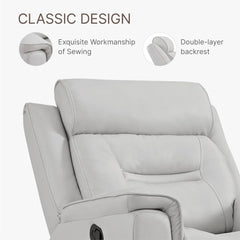 Leather Recliner Chair Faux Swivel Rocker for Adults Manual Sofa for Living Room Bedroom Home Theater Seating, Light Grey