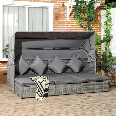 4-Piece Light Gray Outdoor Rattan Sofa Set - Stylish Patio Furniture for Garden & Balcony