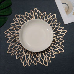 PVC Hibiscus Flowers Placemat Dining Table Hollow Pad Coaster Pads Table Bowl Mats Decora Table Set Hot Stand Coasters