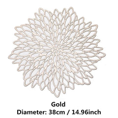 PVC Hibiscus Flowers Placemat Dining Table Hollow Pad Coaster Pads Table Bowl Mats Decora Table Set Hot Stand Coasters