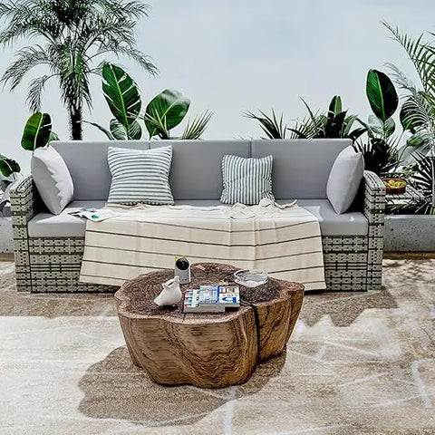 3 Pieces Patio Furniture Set, PE Rattan Sectional Sofa with Cushions, All-Weather Wicker Modular Couch, Outdoor Conversation Se