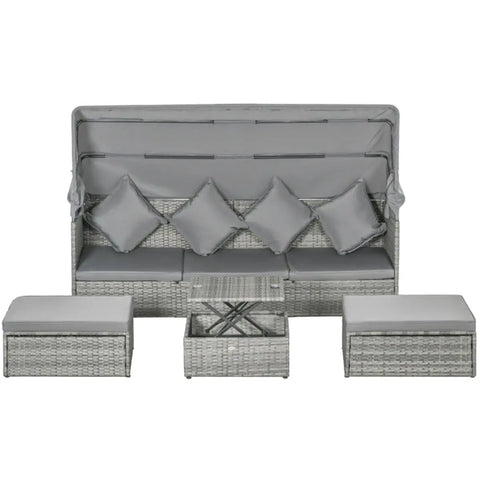 4-Piece Light Gray Outdoor Rattan Sofa Set - Stylish Patio Furniture for Garden & Balcony