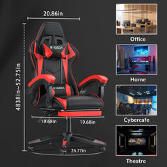 Ergonomic Gaming Chair with Footrest – Adjustable Computer Chair with Lumbar &amp; Headrest Support