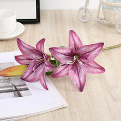 3D Printed Artificial Lily Branch – Realistic White Faux Flowers for Decoration