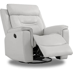 Leather Recliner Chair Faux Swivel Rocker for Adults Manual Sofa for Living Room Bedroom Home Theater Seating, Light Grey