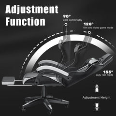 Ergonomic Gaming Chair with Footrest – Adjustable Computer Chair with Lumbar &amp; Headrest Support