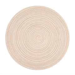 6PCS Braided Beige Round Place Mats for Kitchen Dining Table Runner Heat Insulation Non-Slip Washable Placemats Christmas Dinner
