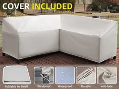 6 Pieces Patio Furniture Sets,Metal Outdoor Sectional Furniture L Shape Patio Conversation Sets,Metal Table, Waterproof Cover