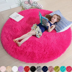 Super Soft Plush Round Rug – Fluffy White Carpet for Home &amp; Bedroom Decor
