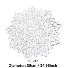 PVC Hibiscus Flowers Placemat Dining Table Hollow Pad Coaster Pads Table Bowl Mats Decora Table Set Hot Stand Coasters