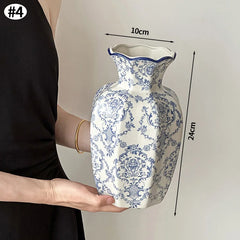 Chinese Style Ceramic Vase Home Desktop Desktop Accessories Living Room Flower Arrangement Elegant Tabletop Ceramic Vase