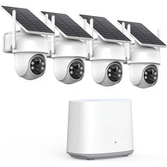 Security Cameras Wireless Outdoor Home System, 4 Camera Kit, No Subscription Fees, Solar Powered, Local Storage