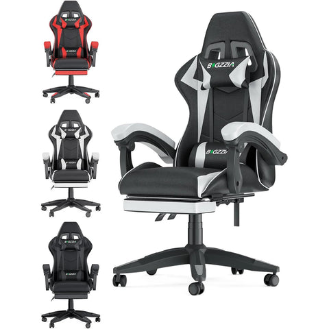 Ergonomic Gaming Chair with Footrest – Adjustable Computer Chair with Lumbar &amp; Headrest Support