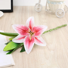 3D Printed Artificial Lily Branch – Realistic White Faux Flowers for Decoration